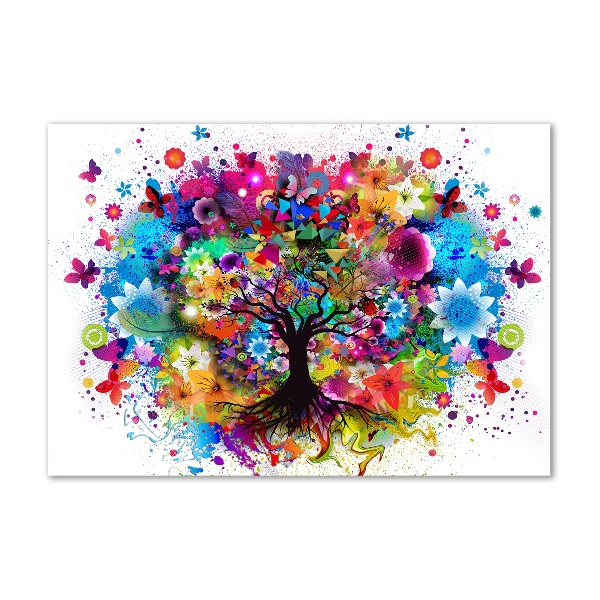 Glass art picture Colorful tree