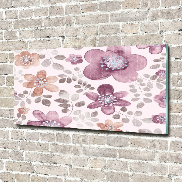 Glass picture wall art Floral pattern