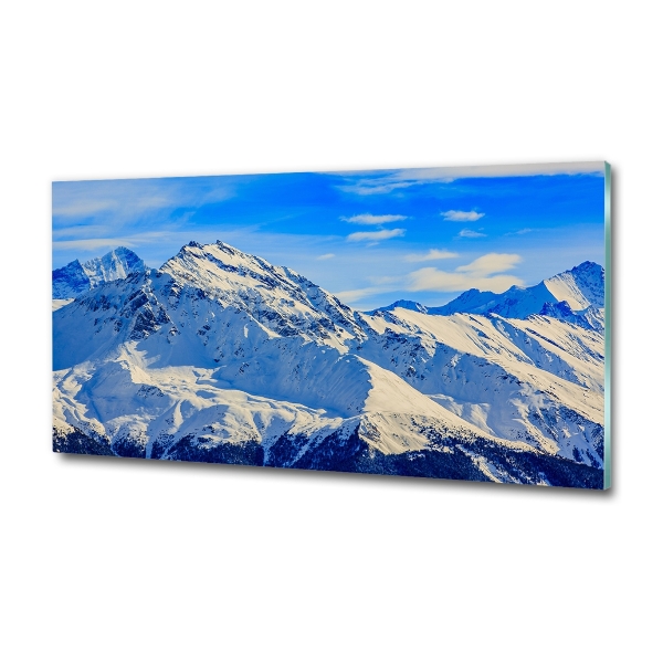 Glass picture wall art Alps in winter