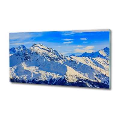 Glass picture wall art Alps in winter