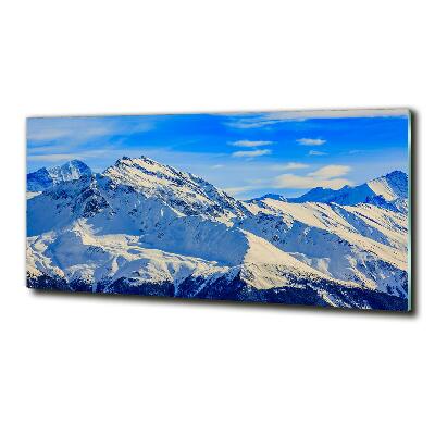 Glass picture wall art Alps in winter