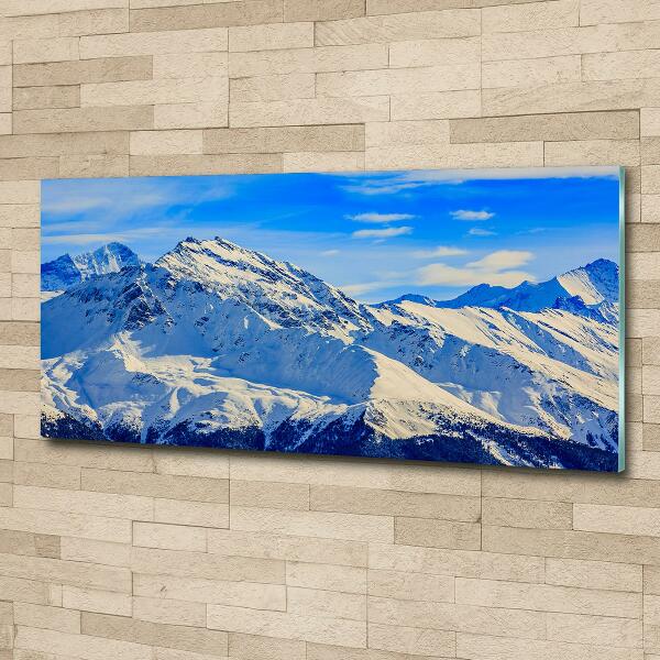 Glass picture wall art Alps in winter