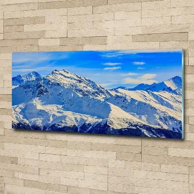 Glass picture wall art Alps in winter