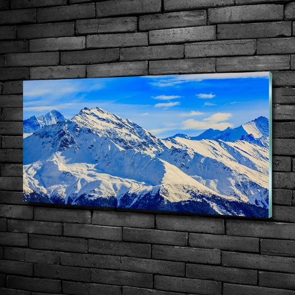 Glass picture wall art Alps in winter