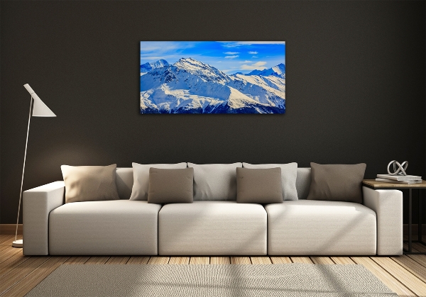 Glass picture wall art Alps in winter