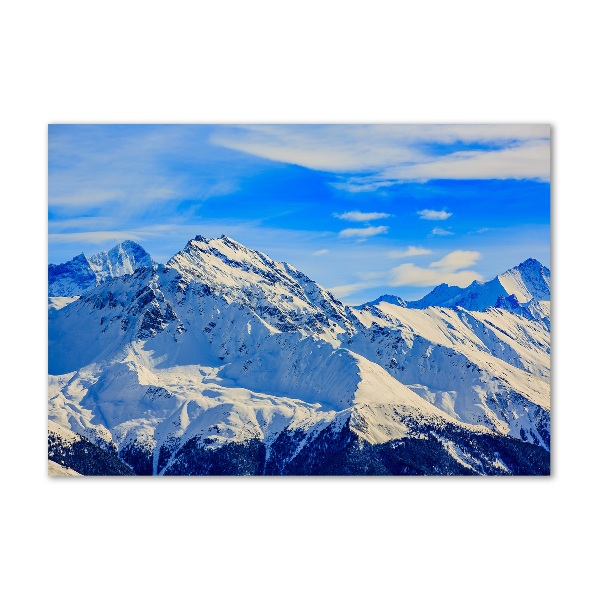 Glass picture wall art Alps in winter