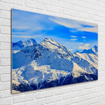 Glass picture wall art Alps in winter