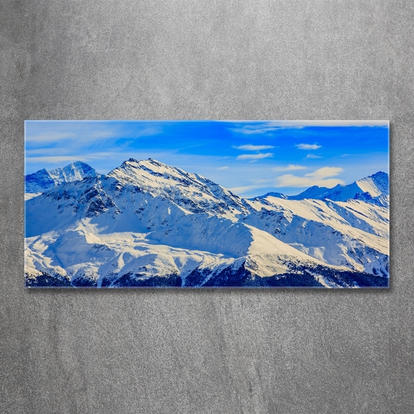 Glass picture wall art Alps in winter