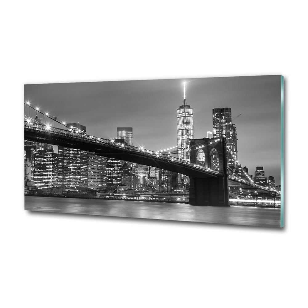 Printed glass wall art New york at night