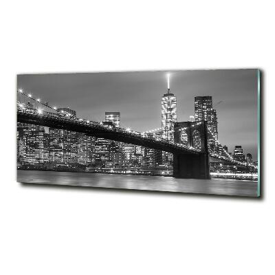 Printed glass wall art New york at night