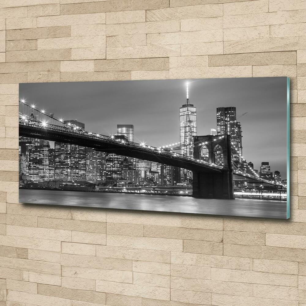 Printed glass wall art New york at night