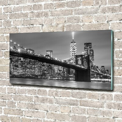 Printed glass wall art New york at night