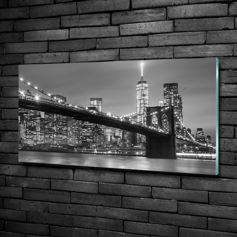 Printed glass wall art New york at night