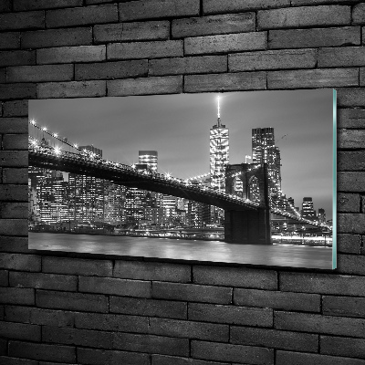 Printed glass wall art New york at night