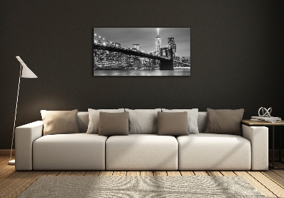 Printed glass wall art New york at night