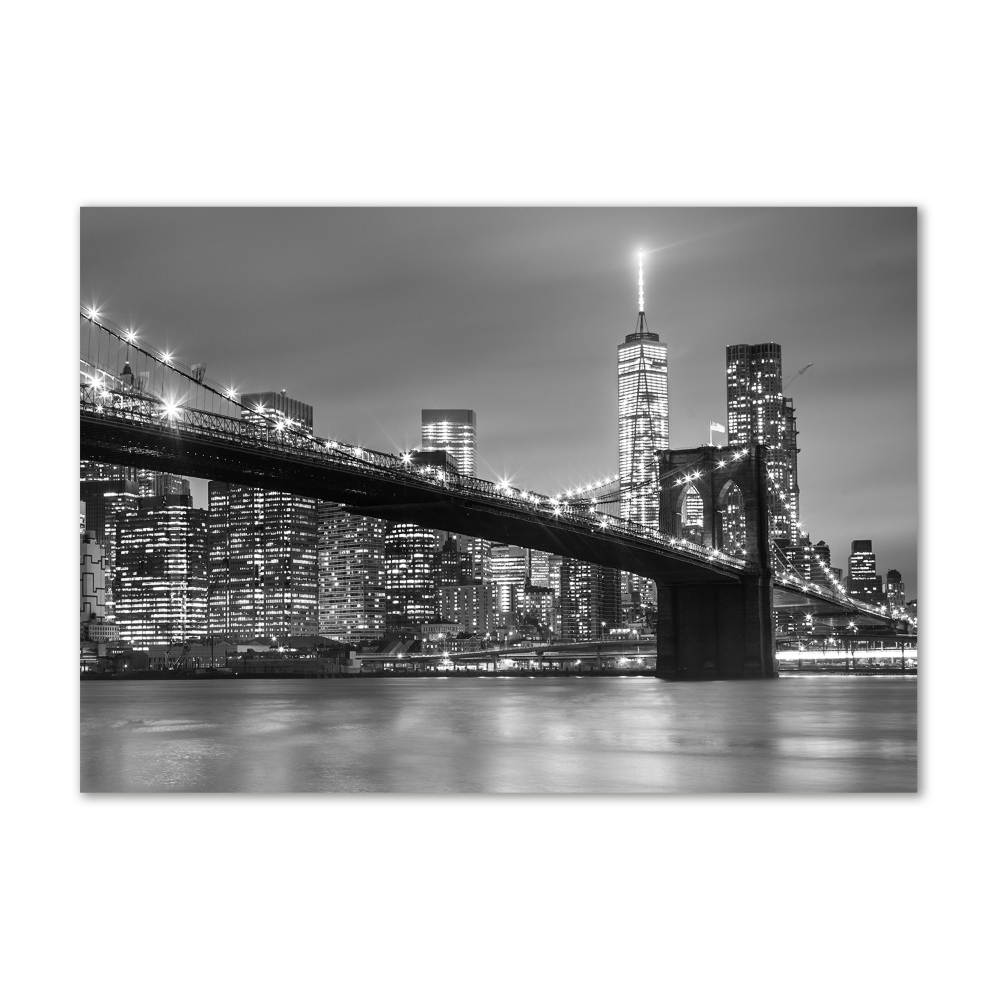 Printed glass wall art New york at night