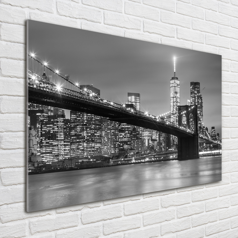 Printed glass wall art New york at night