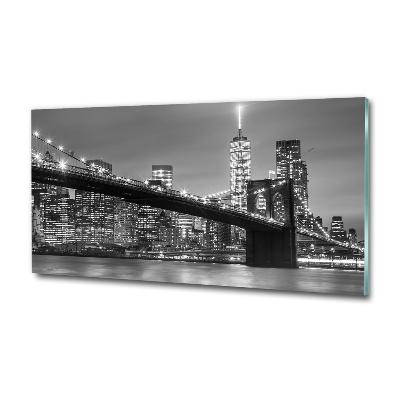 Printed glass wall art New york at night