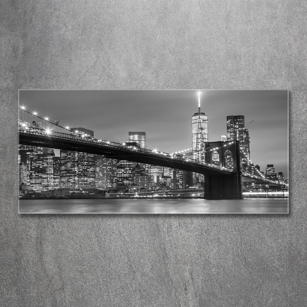 Printed glass wall art New york at night