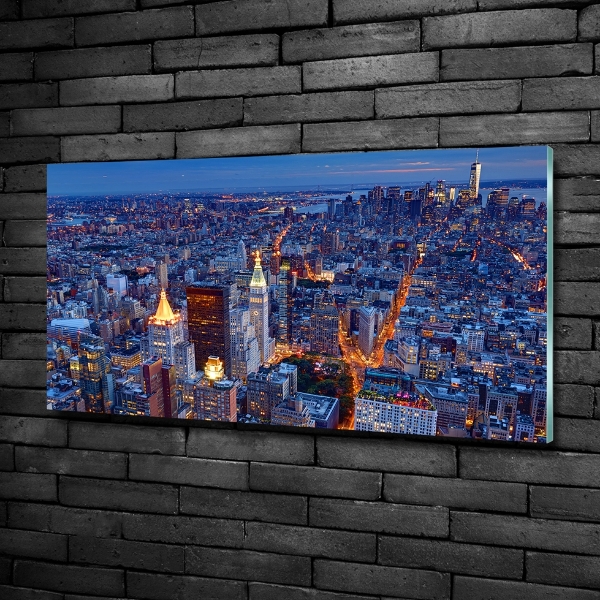 Glass picture wall art Manhattan at night