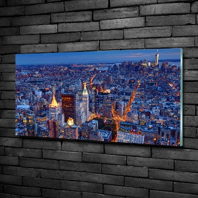 Glass picture wall art Manhattan at night