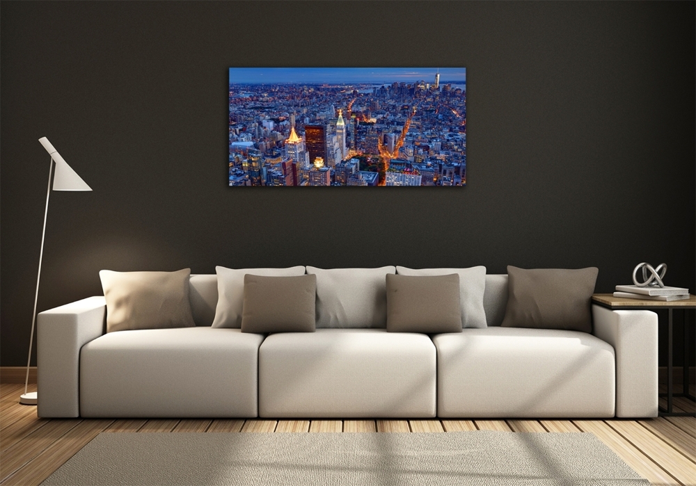 Glass picture wall art Manhattan at night