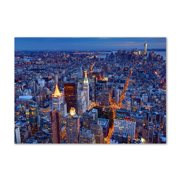 Glass picture wall art Manhattan at night