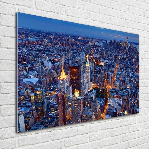 Glass picture wall art Manhattan at night