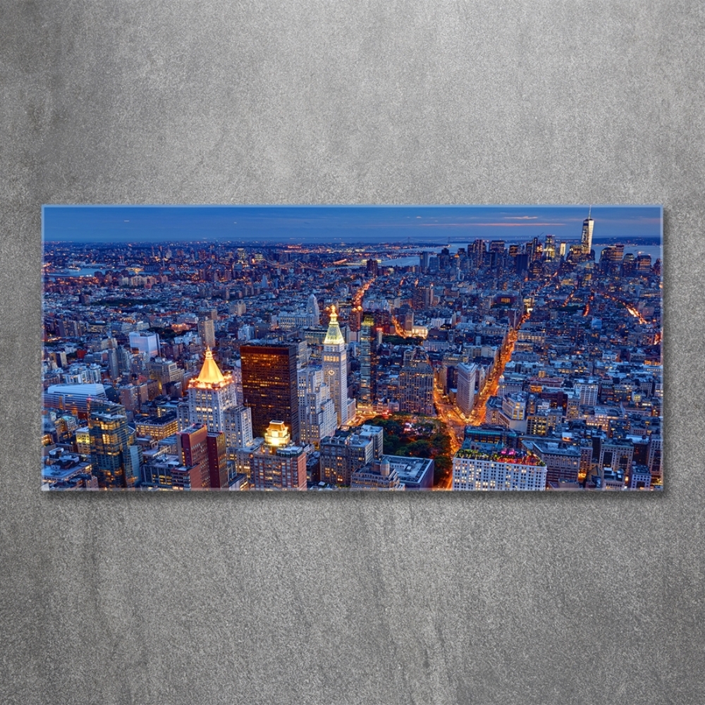 Glass picture wall art Manhattan at night