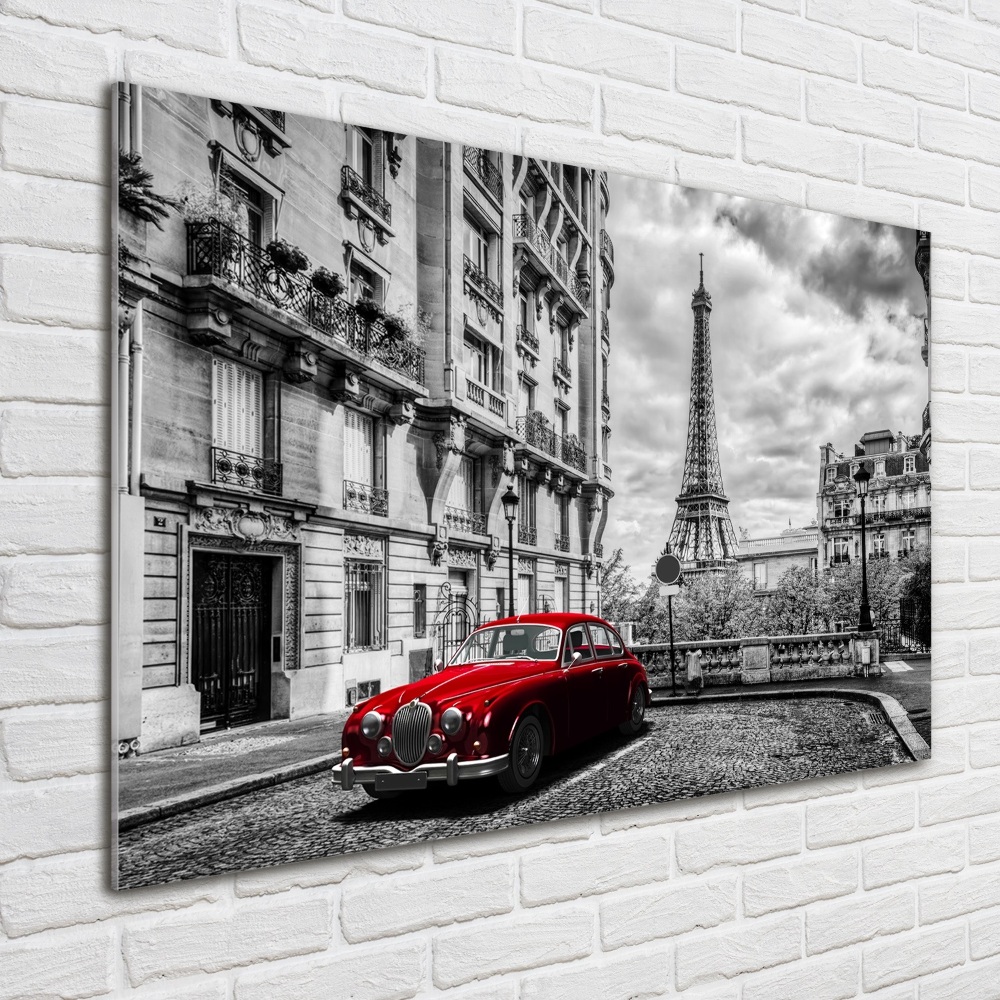 Wall art on glass Red limousine