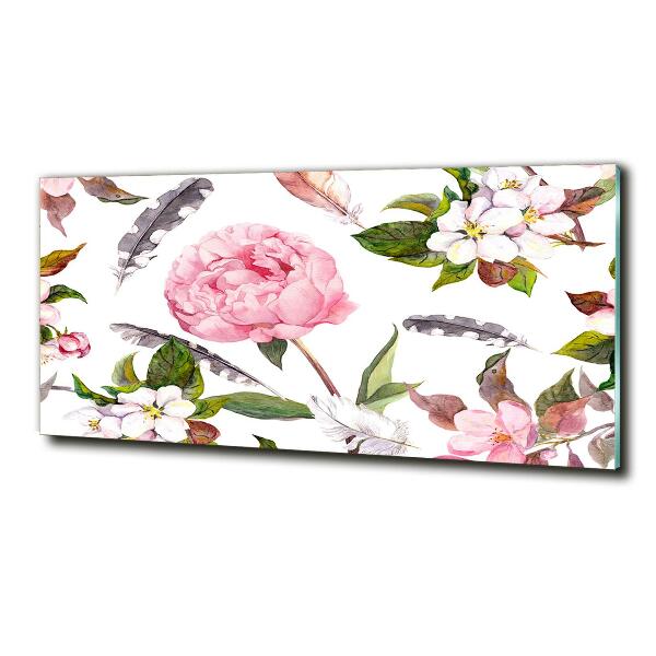 Printed glass wall art Floral pattern