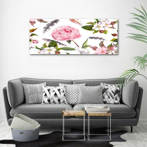 Printed glass wall art Floral pattern