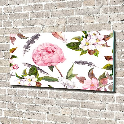 Printed glass wall art Floral pattern