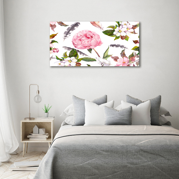 Printed glass wall art Floral pattern