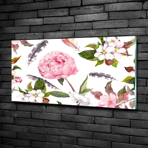 Printed glass wall art Floral pattern