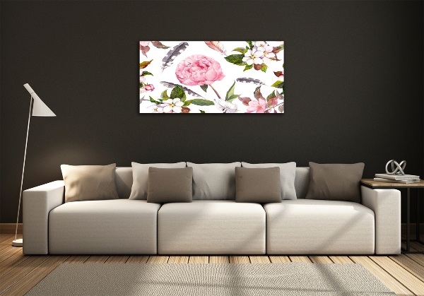 Printed glass wall art Floral pattern