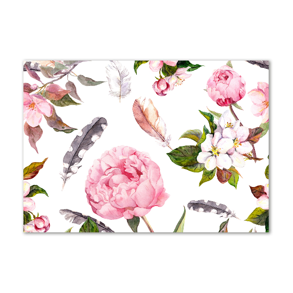 Printed glass wall art Floral pattern