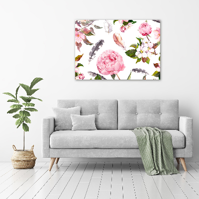 Printed glass wall art Floral pattern