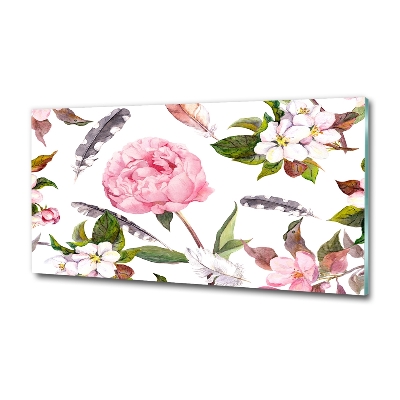 Printed glass wall art Floral pattern