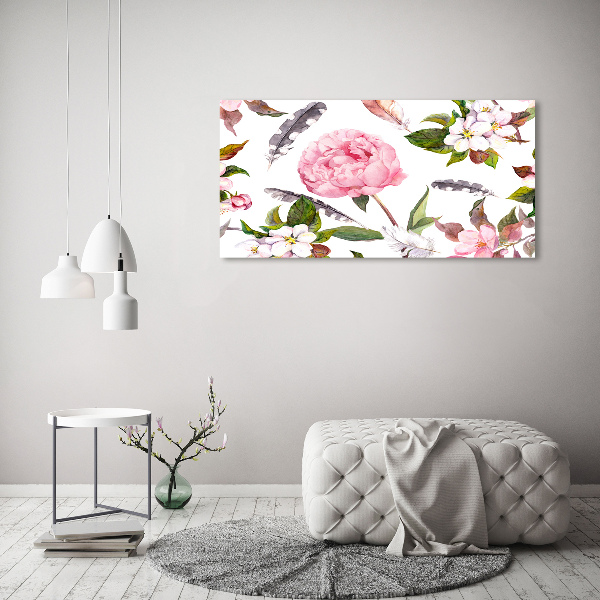 Printed glass wall art Floral pattern