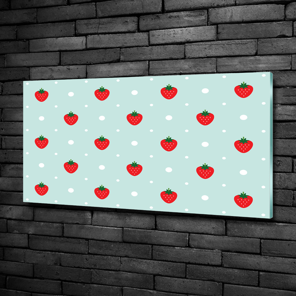 Glass wall art Strawberry icons