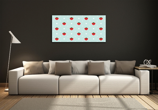 Glass wall art Strawberry icons