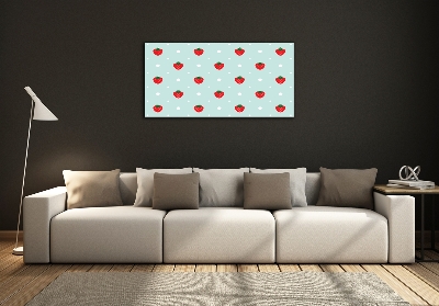 Glass wall art Strawberry icons