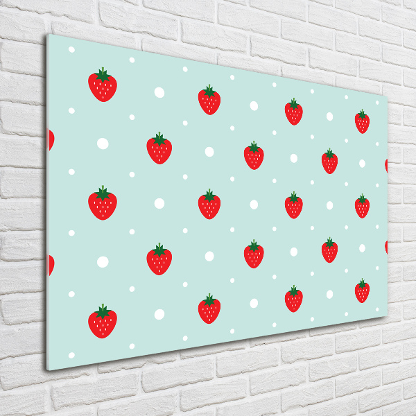 Glass wall art Strawberry icons