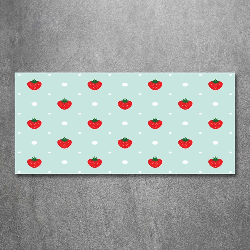 Glass wall art Strawberry icons