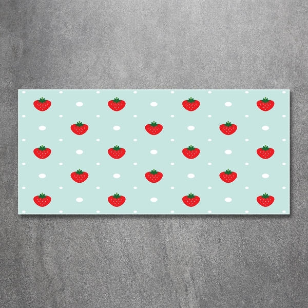 Glass wall art Strawberry icons