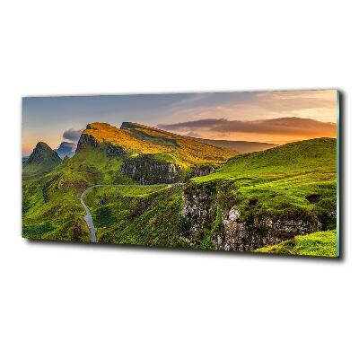 Glass picture wall art Scotland hills