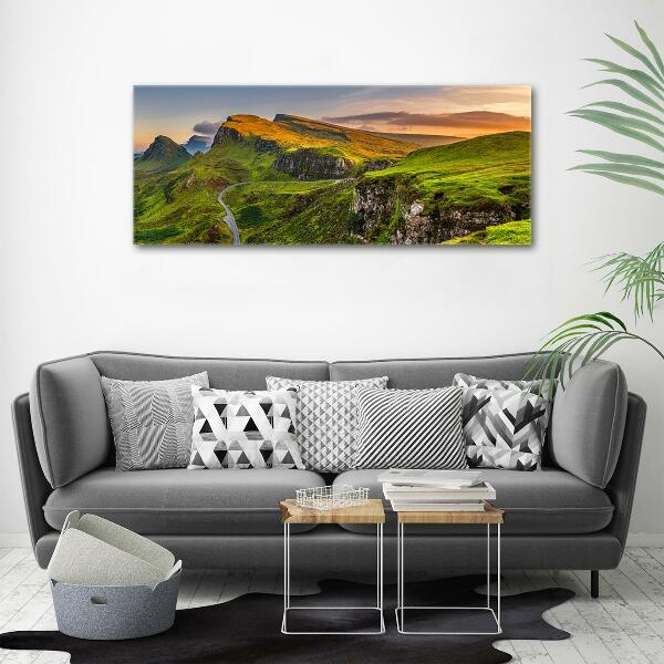 Glass picture wall art Scotland hills