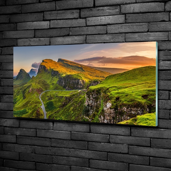 Glass picture wall art Scotland hills