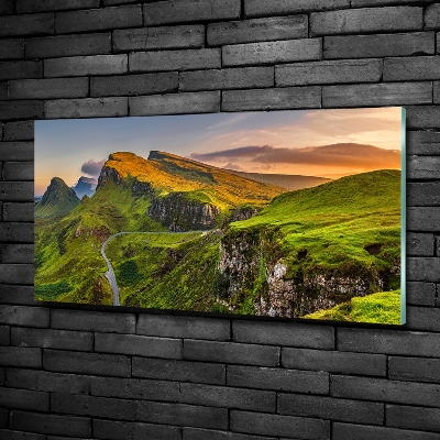 Glass picture wall art Scotland hills